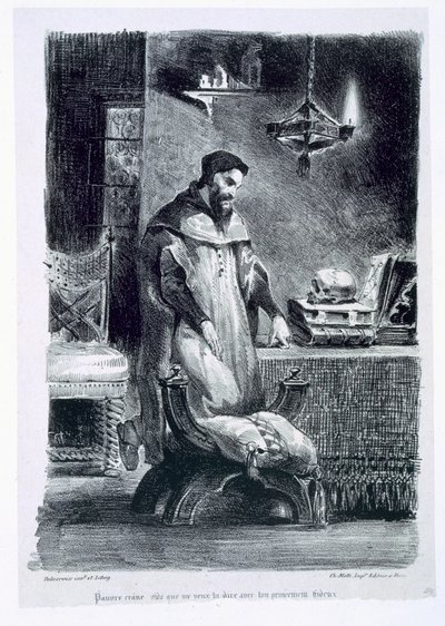 Fausto en su Estudio, de Fausto de Goethe, 1828, (ilustración) de Ferdinand Victor Eugene Delacroix